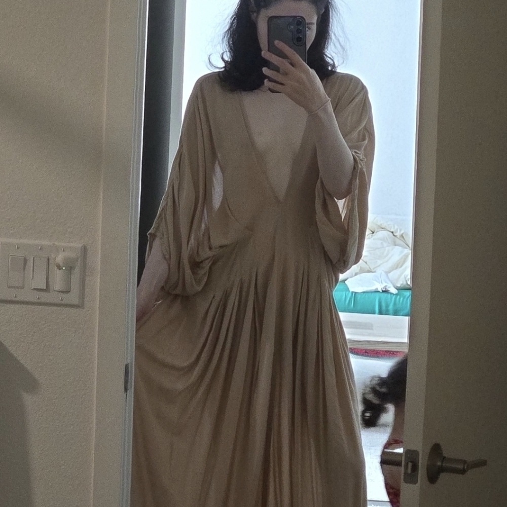 Studio TIA tan maxi dress - kaftan size S-M boho